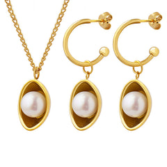Freshwater Pearl Oval Pendant Necklace or Earrings