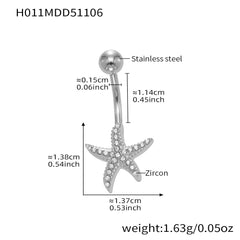 Cubic Zirconia Heart and Ball Navel Jewelry