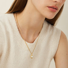 Daphne White Mother-of-Pearl Twisted Pendant Necklace