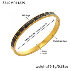 Numeral & Enamel Clasp Bangle Bracelets