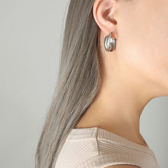 18K Gold-Plated & Silver-Tone Double-Profile Hoops