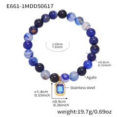 Natural Agate Beaded Stretch Bracelet