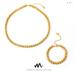 18K Gold-Plated Copper-Base Necklace & Bracelet