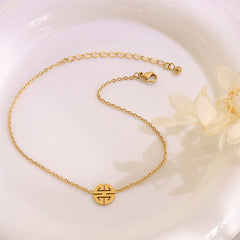 18K Gold-Plated Round Character Charm Anklet