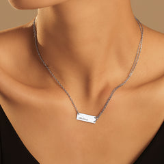 Minimalist Engraved Rectangular Tag Necklace