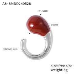 Enamel Teardrop Open Ring