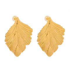 Textured Leaf Drop Earrings