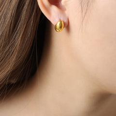 Polished Oval Stud Earrings
