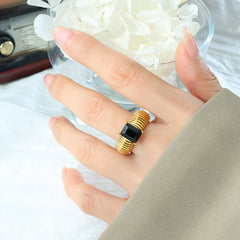 Ribbed Glass Stone Ring