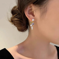 Marielle Vintage-Inspired Pearl Crystal Tassel Drop Earrings
