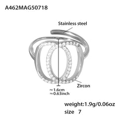 Double-Circle Cubic Zirconia Open Ring