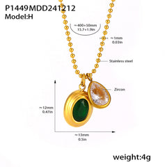 18K Gold-Plated Cubic Zirconia Drop Charm Necklace