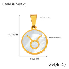 Gold-Tone Shell Zodiac Pendant Charm