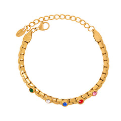 Multicolor Cubic Zirconia Chain Bracelet