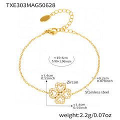 18K Gold-Plated Cubic Zirconia Flower Charm Jewelry
