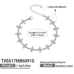 18K Gold-Plated Color Cubic Zirconia Flower Jewelry