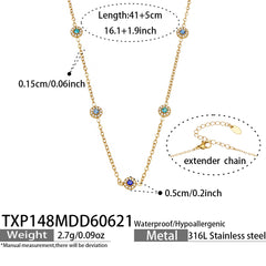 18K Gold-Plated Color Cubic Zirconia Station Jewelry