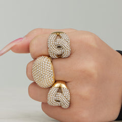 Cubic Zirconia Sculptural Open Ring Designs