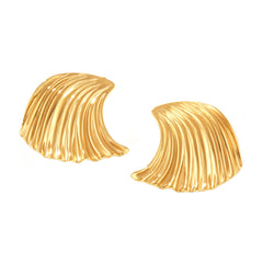 18K Gold-Plated Ribbed Shell Stud Earrings
