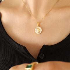 White Shell Zodiac Pendant Necklace