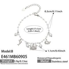 Ocean Charm Shell Pearl-Look Bracelet
