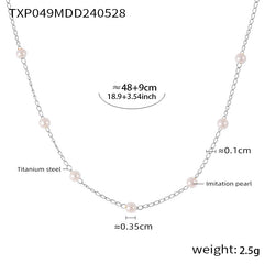 Pearl-Look Station Necklace and Bracelet