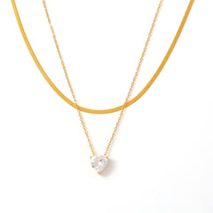 18K Gold-Plated Heart Pendant Necklace & Chain