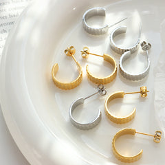 Grid Texture Hoop Earrings