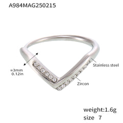 V-Shaped Cubic Zirconia Open Ring
