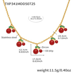 18K Gold-Plated Cherry Charm Necklace or Bracelet