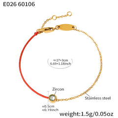 18K Gold-Plated Red Cord Stone-Accent Bracelet