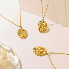 Textured Openwork Disc Pendant Necklace