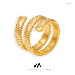 18K Gold-Plated Ribbed Open Ring