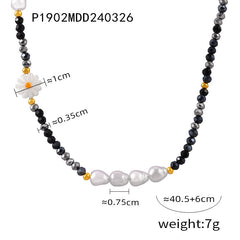 Gradient Bead Floral Accent Necklace
