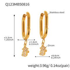 18K Gold-Plated Animal Charm Hoop Earrings