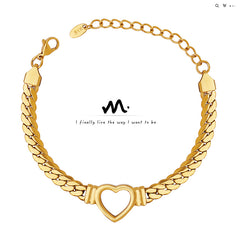 Open Heart Stainless Steel Curb Bracelet