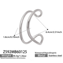 Double-Line Sculptural Open Cuff Bracelet