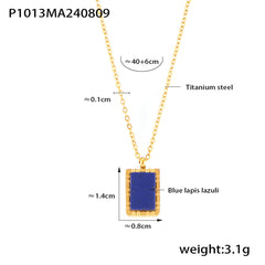 18K Gold-Plated Lapis Lazuli Pendant and Layering Chain