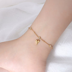 18K Gold-Plated Heart Stone-Accent Anklet