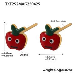 Red Apple Enamel Necklace, Bracelet, Ring & Earrings