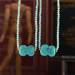 Amazonite Beaded Flower Pendant Necklace