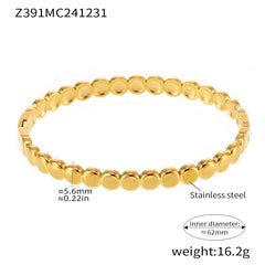 18K Gold-Plated Beaded Clasp Bangle Bracelet