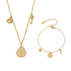 18K Gold-Plated Cubic Zirconia Padlock Jewelry