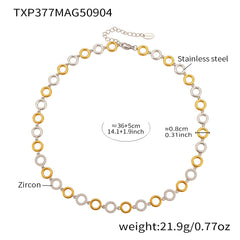 Cubic Zirconia Circle Link Necklace or Bracelet