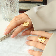 Oval Sculptural Stainless Steel Open Ring