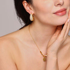 Sparkling Teardrop Earrings or Rectangle Pendant Necklace