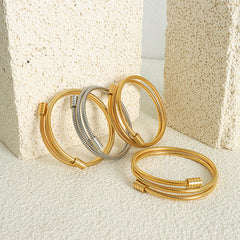 Layered Snake Chain Bangle Bracelet