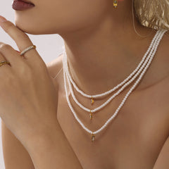 Shell Pearl-Look Geometric Pendant Necklace Designs