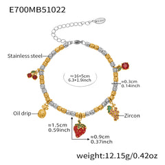 18K Gold-Plated Sun and Chili Charm Bead Bracelet