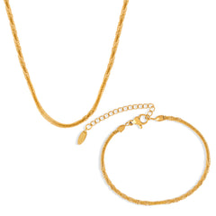 18K Gold-Plated Twisted Chain Necklace or Bracelet